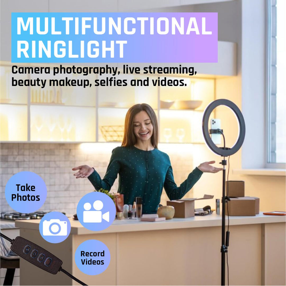 10 Inch Dimmable LED Ring Light with Tripod Stand & Phone Holder - 3 Lighting Modes-1