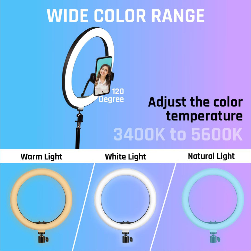 10 Inch Dimmable LED Ring Light with Tripod Stand & Phone Holder - 3 Lighting Modes-3