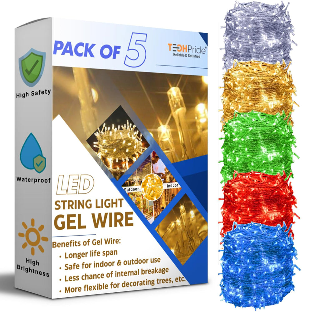 11 Meter 40 LED String Light Pack of 5 - Multicolor Decorative Plug-In Fairy Lights