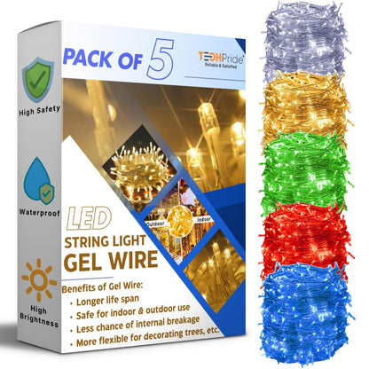11 Meter 40 LED String Light Pack of 5 - Multicolor Decorative Plug-In Fairy Lights