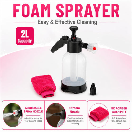 2L Foam Sprayer with Cleaning Glove - Adjustable Nozzle Snow Foam Washer for Car & Bike-1