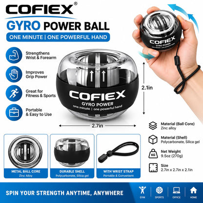 Gyro Ball Wrist & Forearm Strengthener - Hand Grip Exercise Ball-2