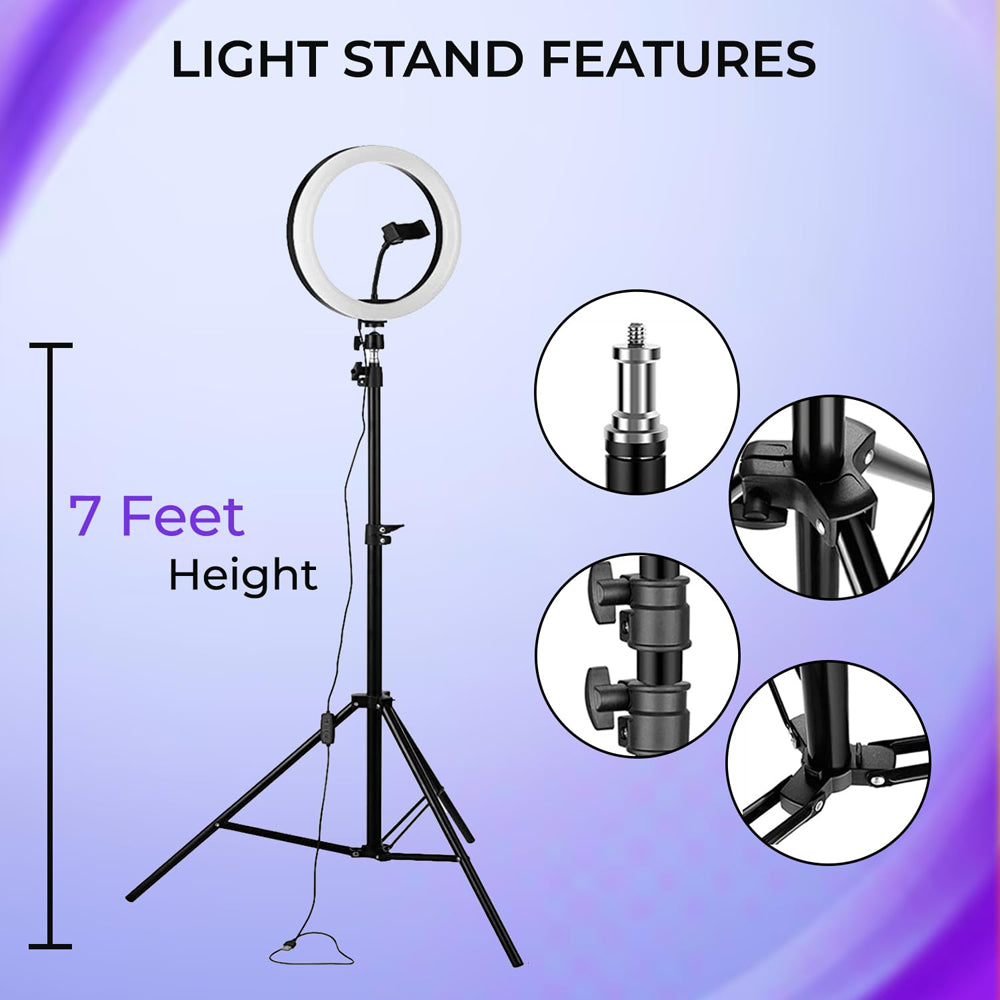 LED Ring Light with Adjustable Tripod Stand - 3 Lighting Modes & 9 Brightness Levels-2