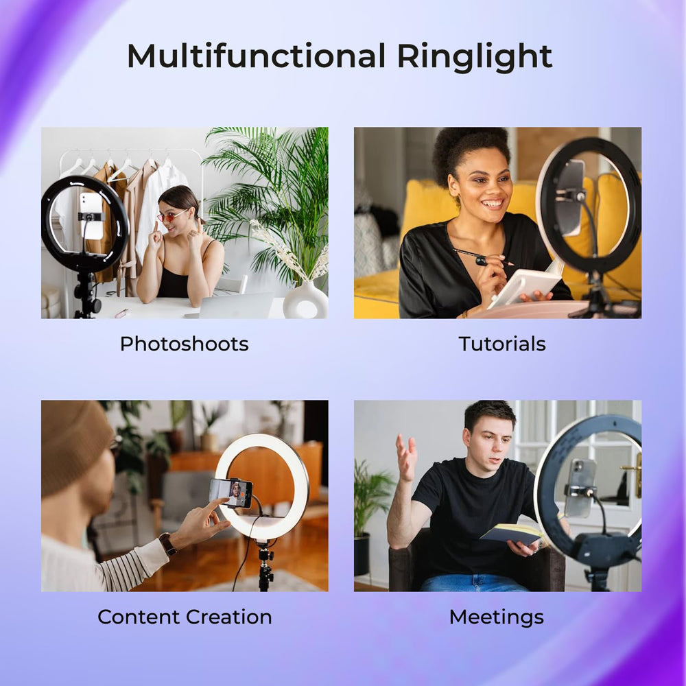 LED Ring Light with Adjustable Tripod Stand - 3 Lighting Modes & 9 Brightness Levels-4
