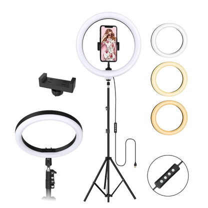 LED Ring Light with Adjustable Tripod Stand - 3 Lighting Modes & 9 Brightness Levels