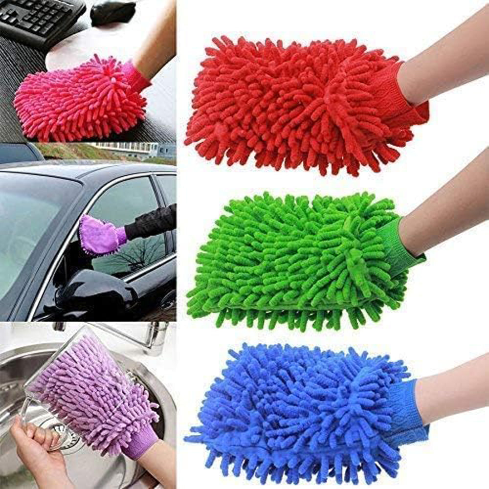 Microfiber Cleaning Hand Glove - Multicolor | Dust Cleaning Glove-3