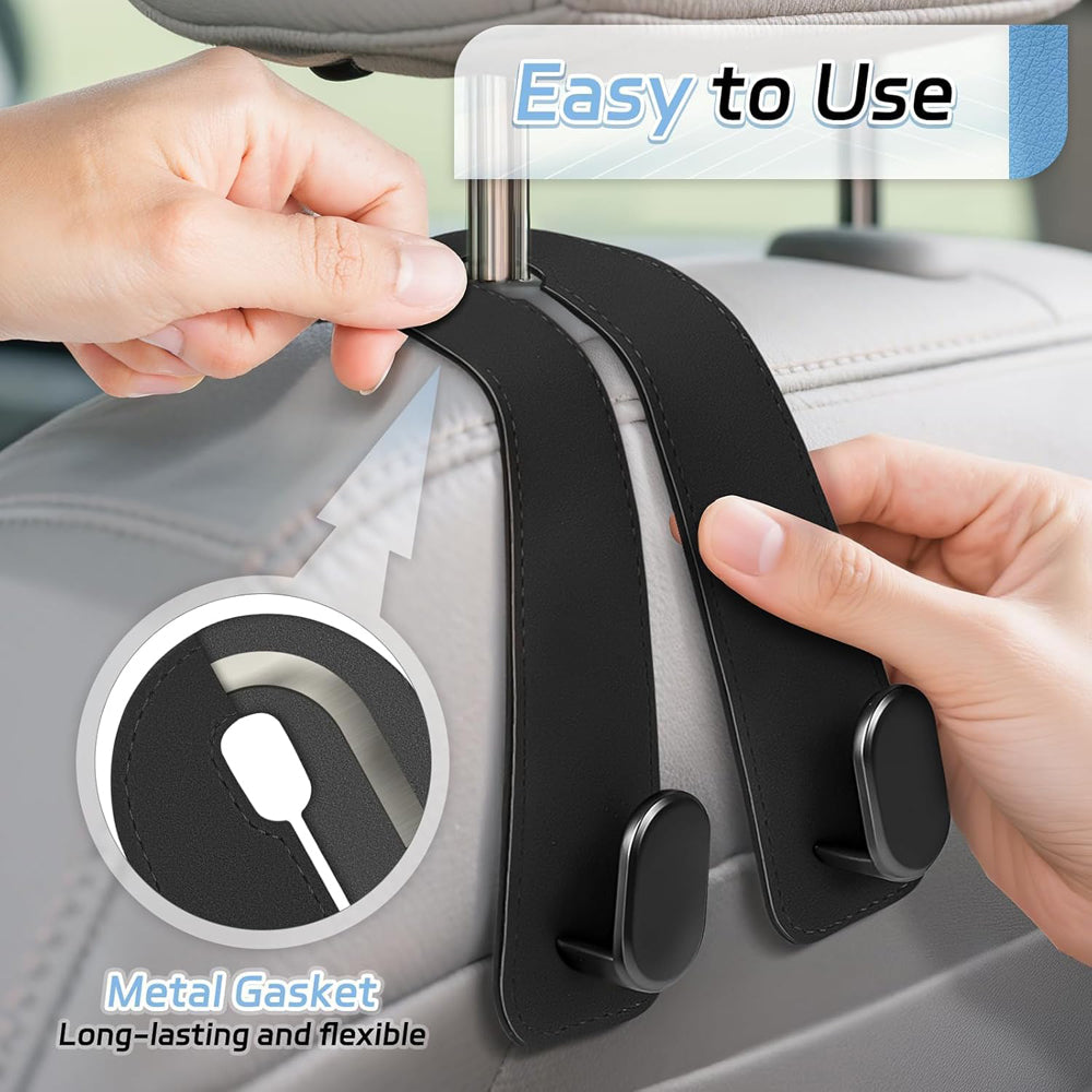 Pack of 2 Car Seat Headrest Hooks - Flexible Purse & Bag Hanger Organizer-2