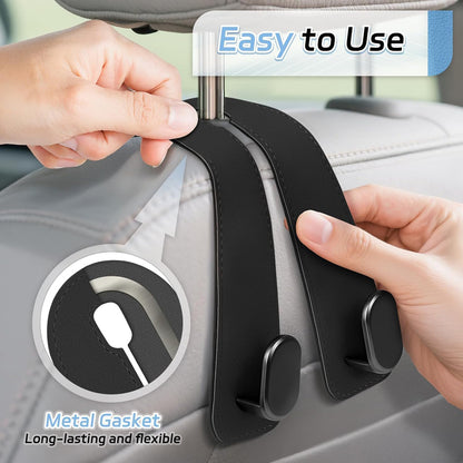 Pack of 2 Car Seat Headrest Hooks - Flexible Purse & Bag Hanger Organizer-2