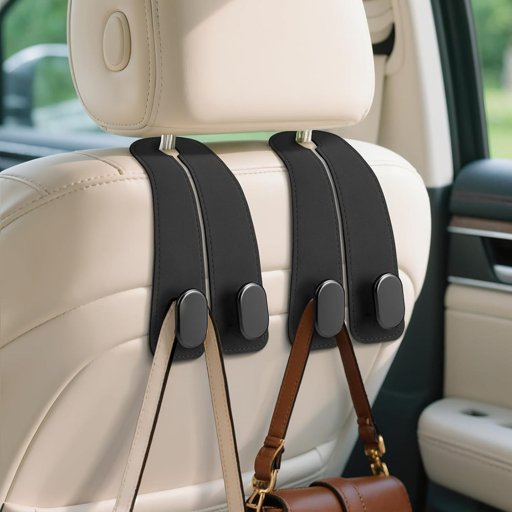 Pack of 2 Car Seat Headrest Hooks - Flexible Purse & Bag Hanger Organizer