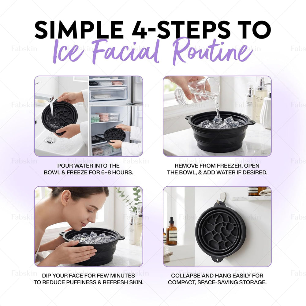 Purple Face Ice Bath Bowl with Flexible Facial Ice Mold - DIY Ice Therapy Skincare Tool-4