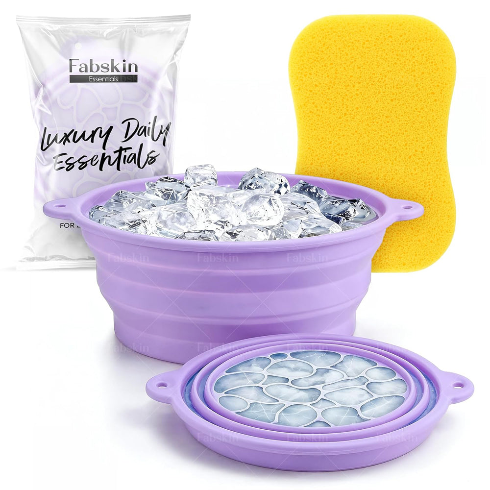 Purple Face Ice Bath Bowl with Flexible Facial Ice Mold - DIY Ice Therapy Skincare Tool