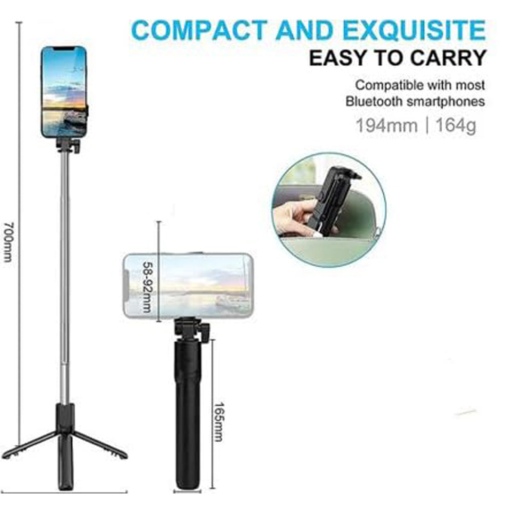 R1 Selfie Stick with Tripod Stand - 360&deg; Rotating Mobile Phone Holder-2