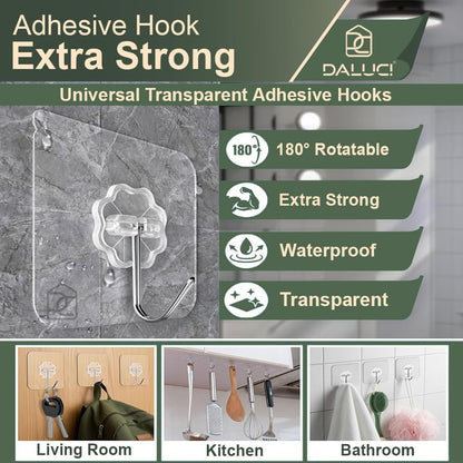 Self-Adhesive Wall Hooks Pack of 20 - Heavy-Duty Transparent No-Drill Sticky Hooks-1