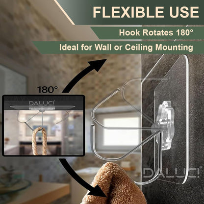 Self-Adhesive Wall Hooks Pack of 20 - Heavy-Duty Transparent No-Drill Sticky Hooks-3