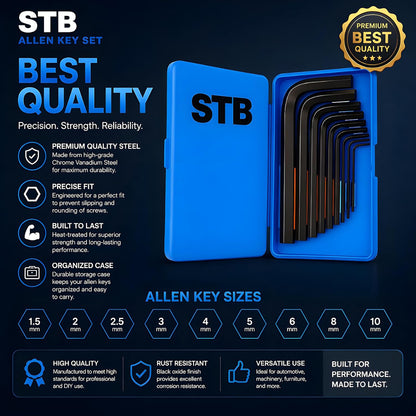 STB 9-Piece Allen Key Set (1.5-10mm) with Storage Case-3