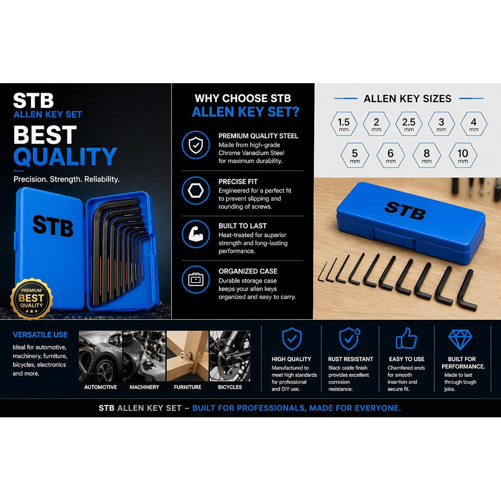 STB 9-Piece Allen Key Set (1.5-10mm) with Storage Case-4